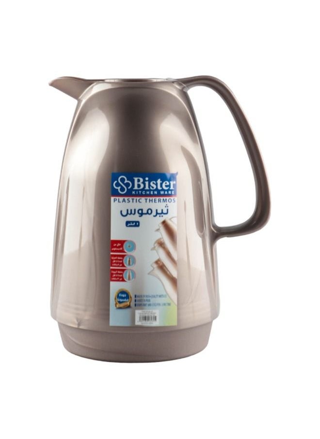 Bister - Vacuum Flask 1.0 Liter Plastic Body with White Glass Refil without ASBESTOS l Brown Color - Image 1
