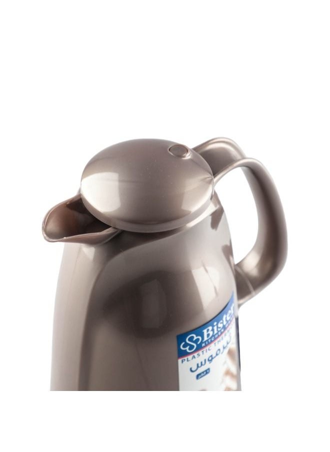 Bister - Vacuum Flask 1.0 Liter Plastic Body with White Glass Refil without ASBESTOS l Brown Color - Image 1