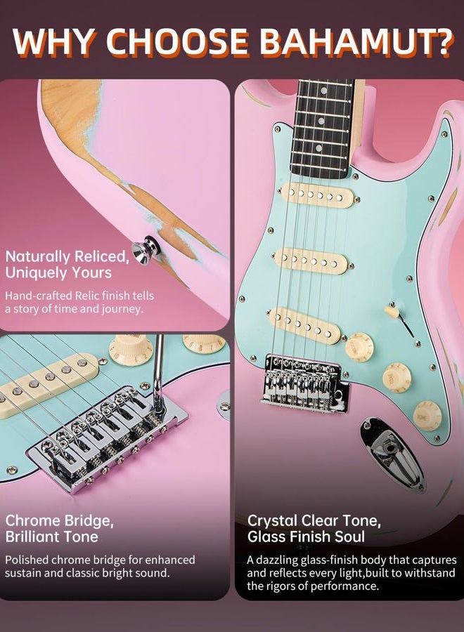 BAHAMUT Classic Stratocaster-Style Electric Guitar with SSS Pickups, Tremolo Bridge, and Comfortable Playability - Image 4