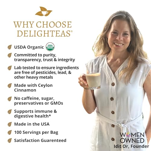 DelighTeas Organic Masala Chai Powder  Caffeine free Unsweetened Vegan Keto  Ayurvedic Digestive Support blend for Chai Spice Tea  100 Servings 4oz - Image 5