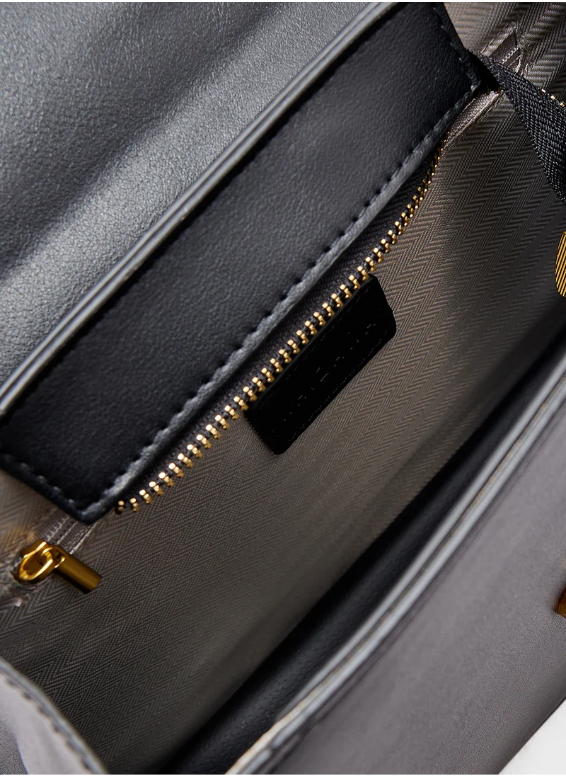 Khizana Croc Panel Satchel Bag With Clasp