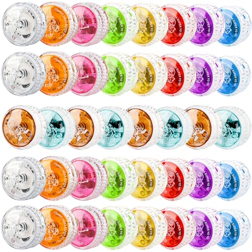 Flahard 40 Pcs Colorful Light up Yo Yo Ball Bulk LED Responsive Ball Auto Return Bearing Balls Yoyo for Kids Beginner Birthday Classroom Bag Fillers Prizes Gifts 10 Colors - Image 1