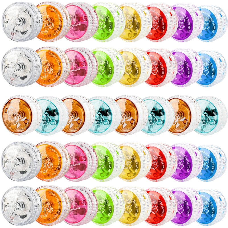 Flahard 40 Pcs Colorful Light up Yo Yo Ball Bulk LED Responsive Ball Auto Return Bearing Balls Yoyo for Kids Beginner Birthday Classroom Bag Fillers Prizes Gifts 10 Colors - Image 3