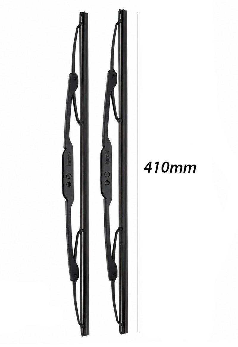HANSA 16 (410mm) Inch Universal Car Windshield Wiper Blade Set for Clear Visibility, Streak-Free Cleaning, Smooth Rain Wiping, Front Windshield Replacement, Natural Rubber Wiper Blades, Metal Frame, All Weather Automotive Windshield Wiper for Cars Erpc WP 10046 - Image 1