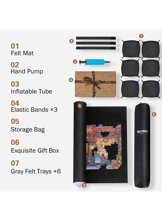 Tektalk Higher-Capacity Design with 6 Felt Sorting Trays, Jigsaw Puzzle Roll-up Mat in Delicate Packaging Box with Hand Pump, for Saving and Storing for 2000, 1500, 1000, 500 Jigsaw Puzzle Pieces - Image 2