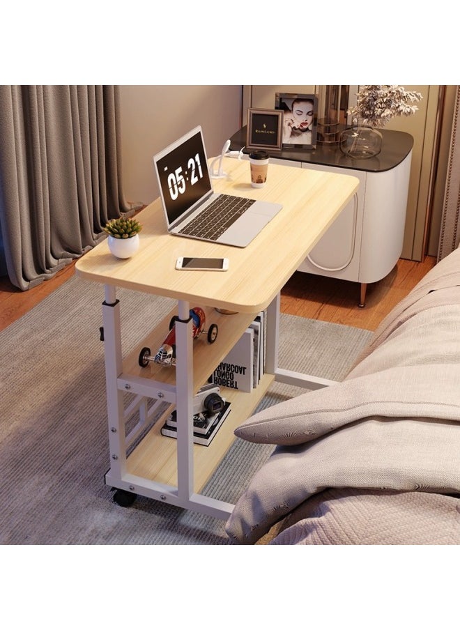 Simple Bedside Table Movable Adjustable Table Multi-functional Liftable Desk Bedside Small Table Laptop Support-Color:Three-layer Upgraded Thickened Desktop USB [80*40] Black Walnut Comes With USB + Fan + Eye Protection  - Image 2