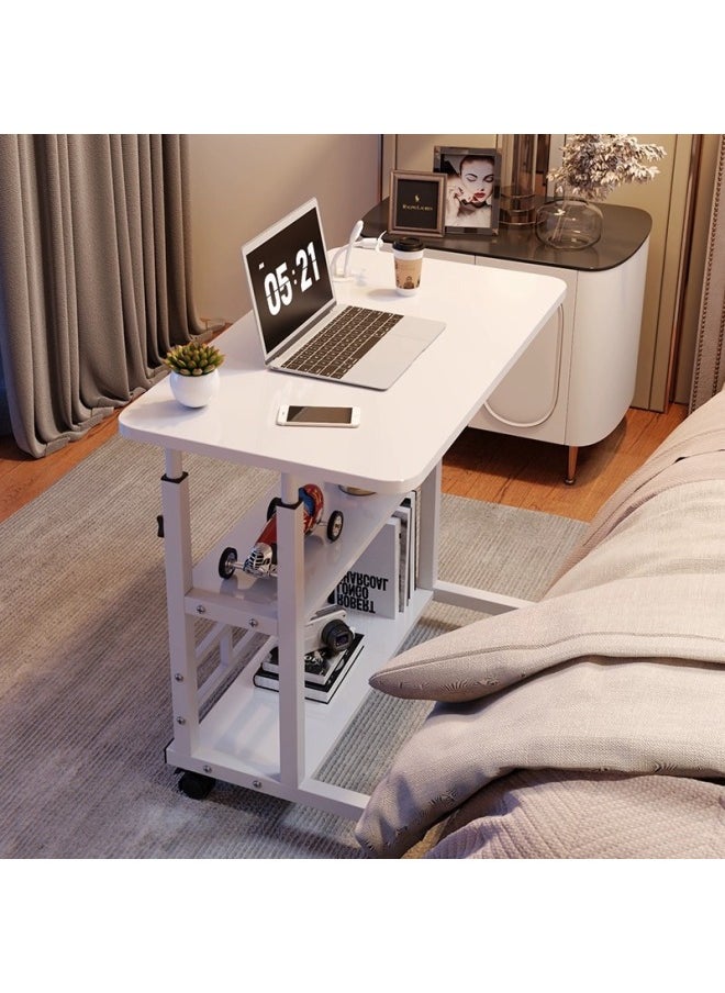 Simple Bedside Table Movable Adjustable Table Multi-functional Liftable Desk Bedside Small Table Laptop Support-Color:Three-layer Upgraded Thickened Desktop USB [80*40] Black Walnut Comes With USB + Fan + Eye Protection  - Image 4