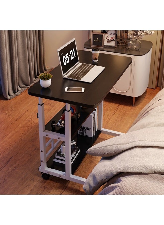 Simple Bedside Table Movable Adjustable Table Multi-functional Liftable Desk Bedside Small Table Laptop Support-Color:Three-layer Upgraded Thickened Desktop USB [80*40] Black Walnut Comes With USB + Fan + Eye Protection  - Image 3