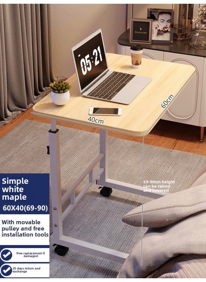 Simple Bedside Table Movable Adjustable Table Multi-functional Liftable Desk Bedside Small Table Laptop Support-Color:Three-layer Upgraded Thickened Desktop USB [80*40] Black Walnut Comes With USB + Fan + Eye Protection  - Image 5