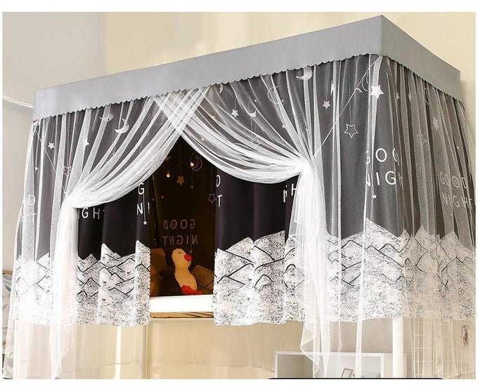 DUSTPROOF BED CANOPY SINGLE SLEEPER BUNK BED CURTAINS DORMITORY BLACKOUT CLOTH MOSQUITO NETS BED TENT CURTAIN FOR JUNIOR LOFT BED COLLEGE STUDENTS DORM SLEEP PRIVACY BED SPREAD BLACKOUT CURTAINS