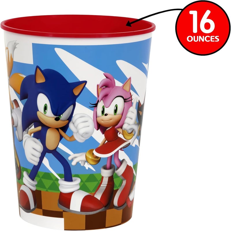 Unique Multicolor Sonic the Hedgehog Design Plastic Stadium Cup 16 oz 1 Count  Durable Drinkware Ideal for Kids Birthdays Themed Events  Everyday Use  - Image 3