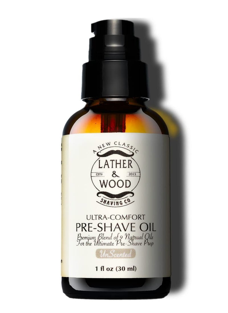 Lather & Wood Shaving Co - Best Pre-Shave Oil, Unscented, Premium Shaving Oil for Effortless Smooth Irritation-free Shave. 1 Oz - Image 1