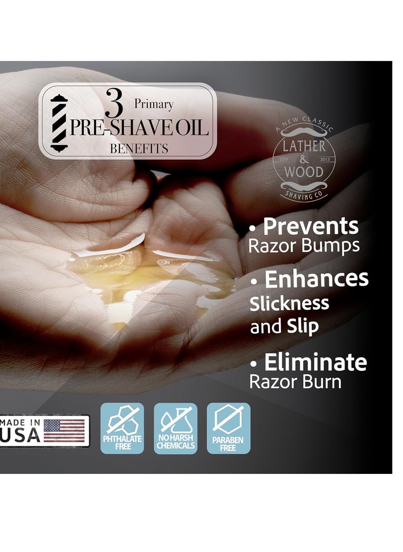 Lather & Wood Shaving Co - Best Pre-Shave Oil, Unscented, Premium Shaving Oil for Effortless Smooth Irritation-free Shave. 1 Oz - Image 1