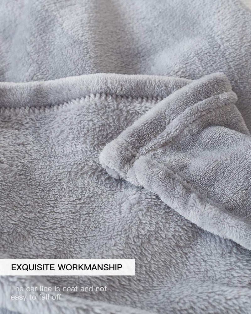 KMUSET Fleece Blanket GREY Queen Size Lightweight Cozy Plush Microfiber Solid Blanket Factory Shop - Image 5