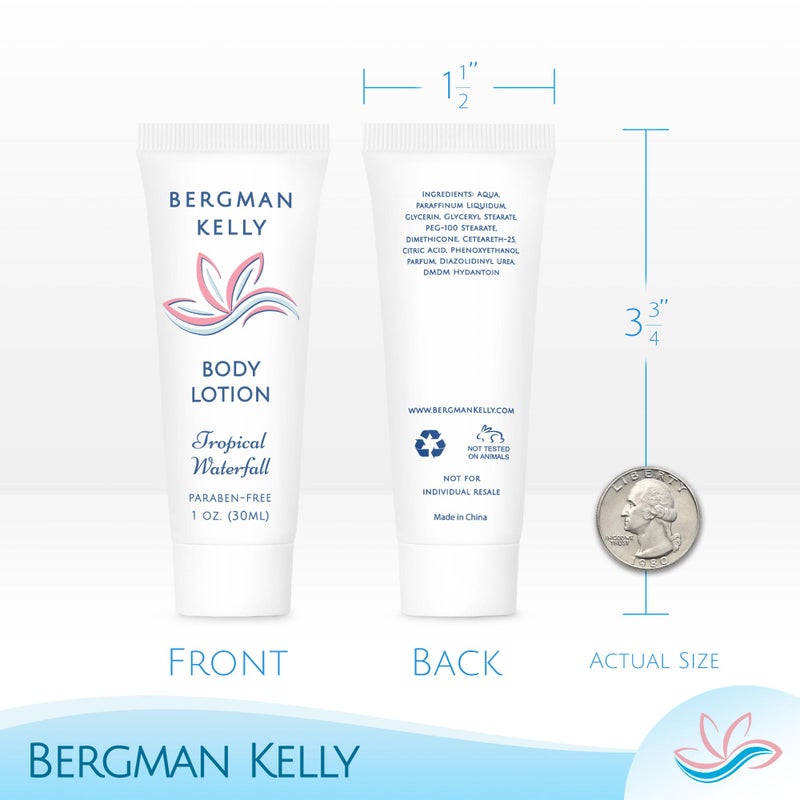 BERGMAN KELLY - Travel Size Lotion - 1 fl oz, 100 PK, Tropical Waterfall - Delight Your Guests w/Invigorating & Refreshing Body Lotion - Quality Mini & Small Size Guest Hotel Toiletries in Bulk - Image 3