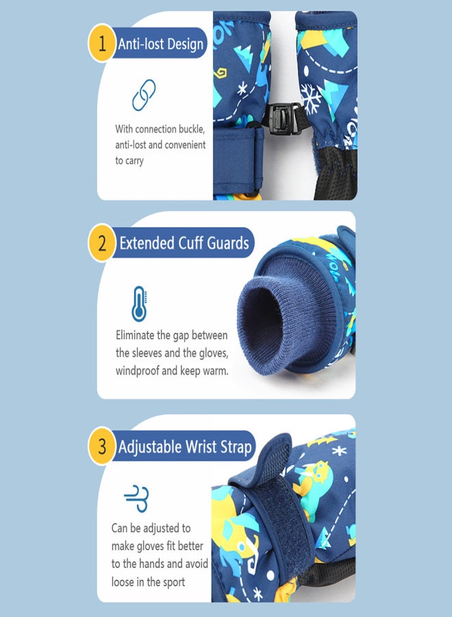 Kids Ski Gloves Waterproof Winter Gloves Snow Gloves Warm Comfortable with Cute Patterns for Children Girls Boys Skiing Snowboarding - Image 4