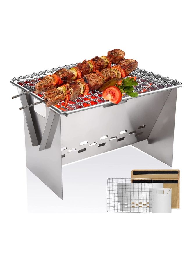 NIBEMINENT Portable Folding Stainless Steel Outdoor Wood Burning Camp Stove with Bag 13.5 x 20 20cm  - Image 1