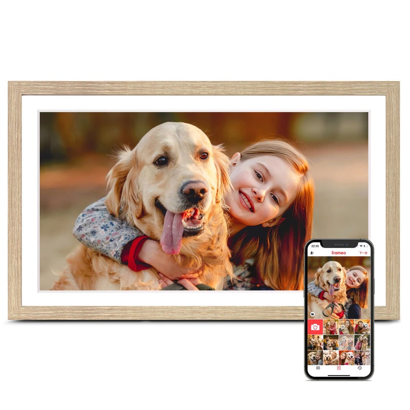 Pastigio Digital Picture Frame Large, 15.6 Inch Digital Photo Frame Frameo, WiFi Electric Slideshow Frame, 1920*1080 IPS FHD Touchscreen, 32GB, Tabletop&Wall-Mounted, Share Video Picture, Gifts, Oyster White - Image 1