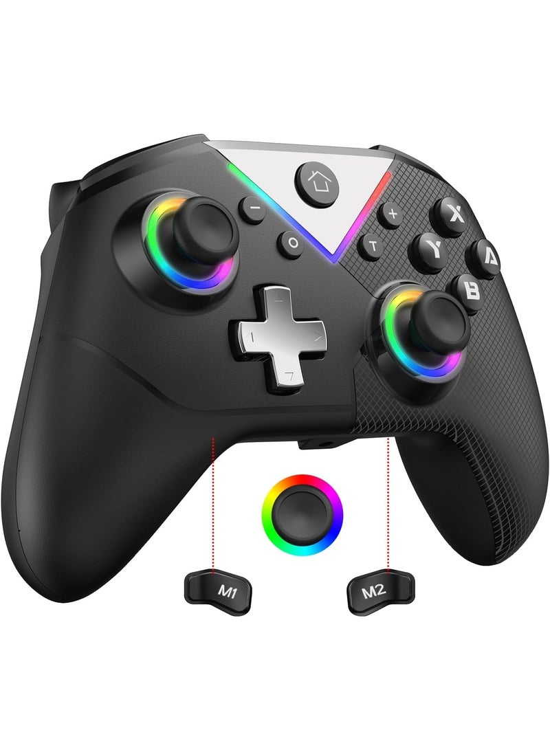 Azonee Wireless Switch Controller for Nitendo Switch/PC/Steam/Android/IOS, Switch Pro Controller Support Daul Shock, Combo, Turbo, Cool RGB Light, Wired/Bluetooth Dual Connection Mode Gamepad - Image 1