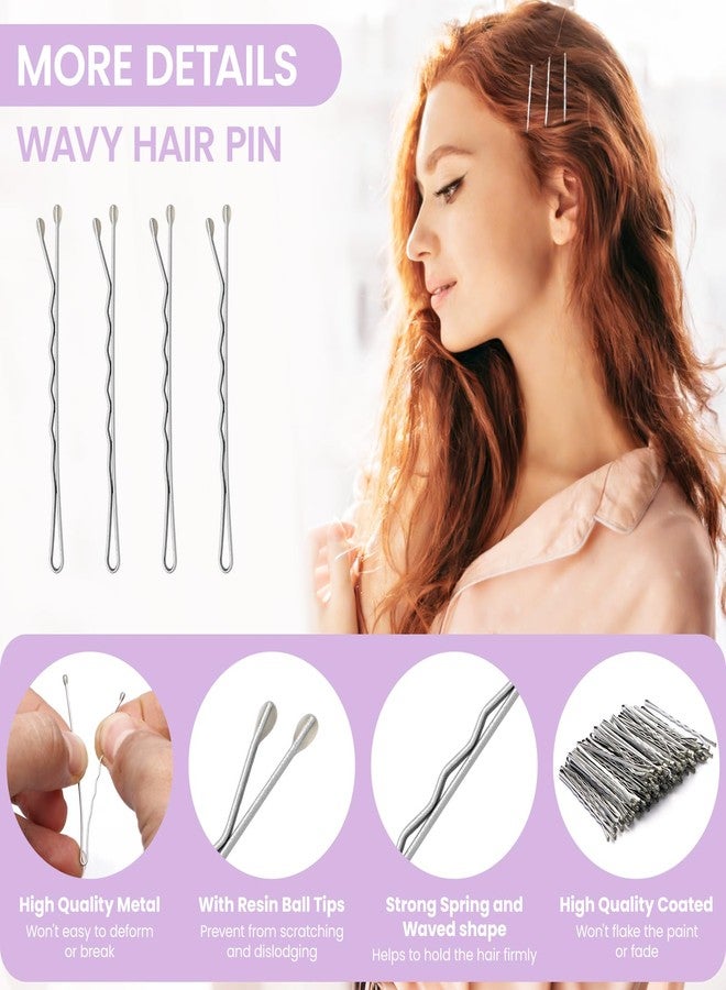 Mia Klein 2 Inch Silver Bobby Pins Bulk, 200PCS Wavy Hair Pins with Storage Box, Secure Hold No Slip Bobby Pins for Women Girls, Silver Hair Grips for Gray Hair, All Hair Types Styling Accessories - Image 3
