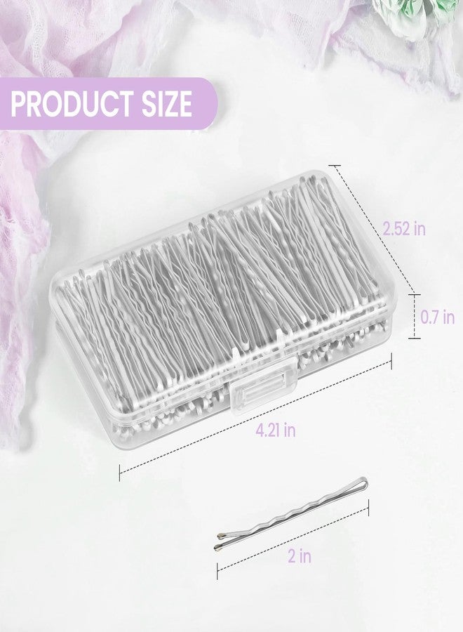Mia Klein 2 Inch Silver Bobby Pins Bulk, 200PCS Wavy Hair Pins with Storage Box, Secure Hold No Slip Bobby Pins for Women Girls, Silver Hair Grips for Gray Hair, All Hair Types Styling Accessories - Image 2