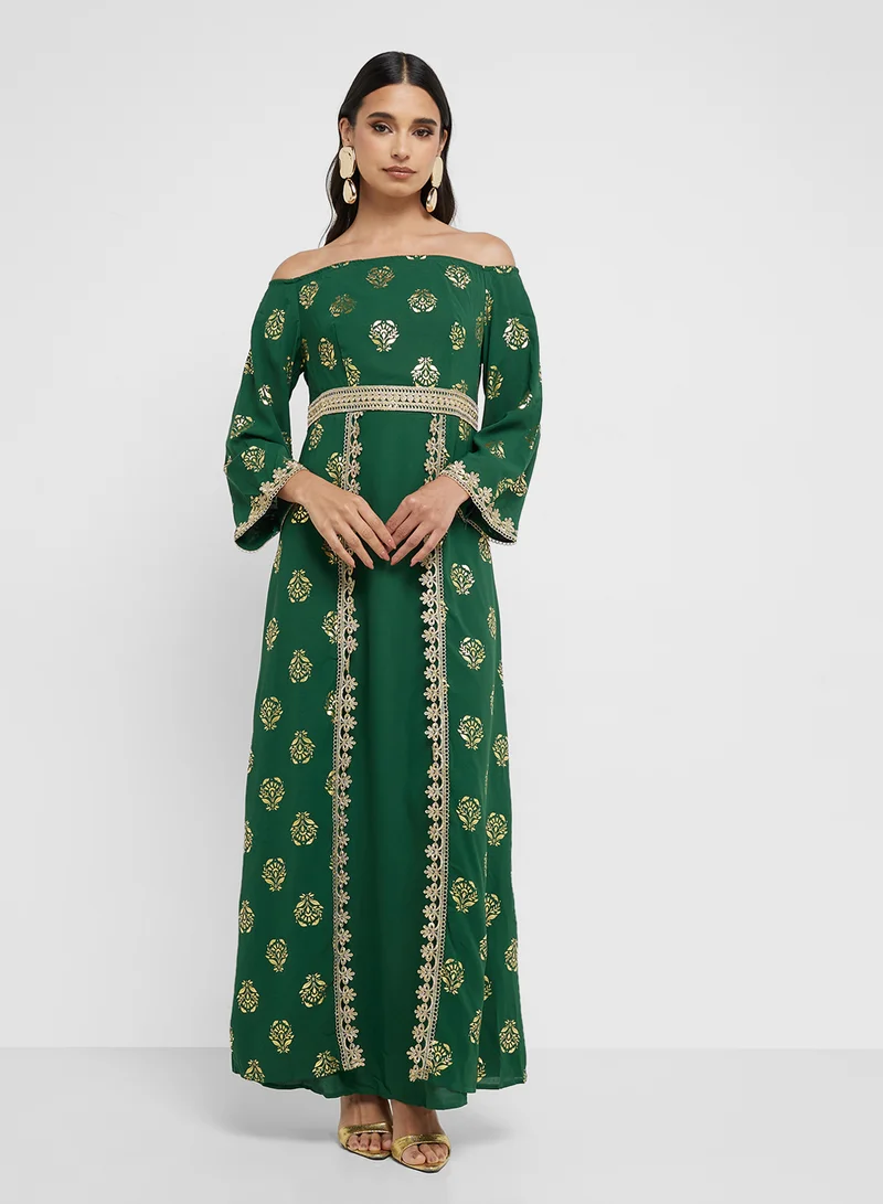 Khizana Floral Off-Shoulder Dress