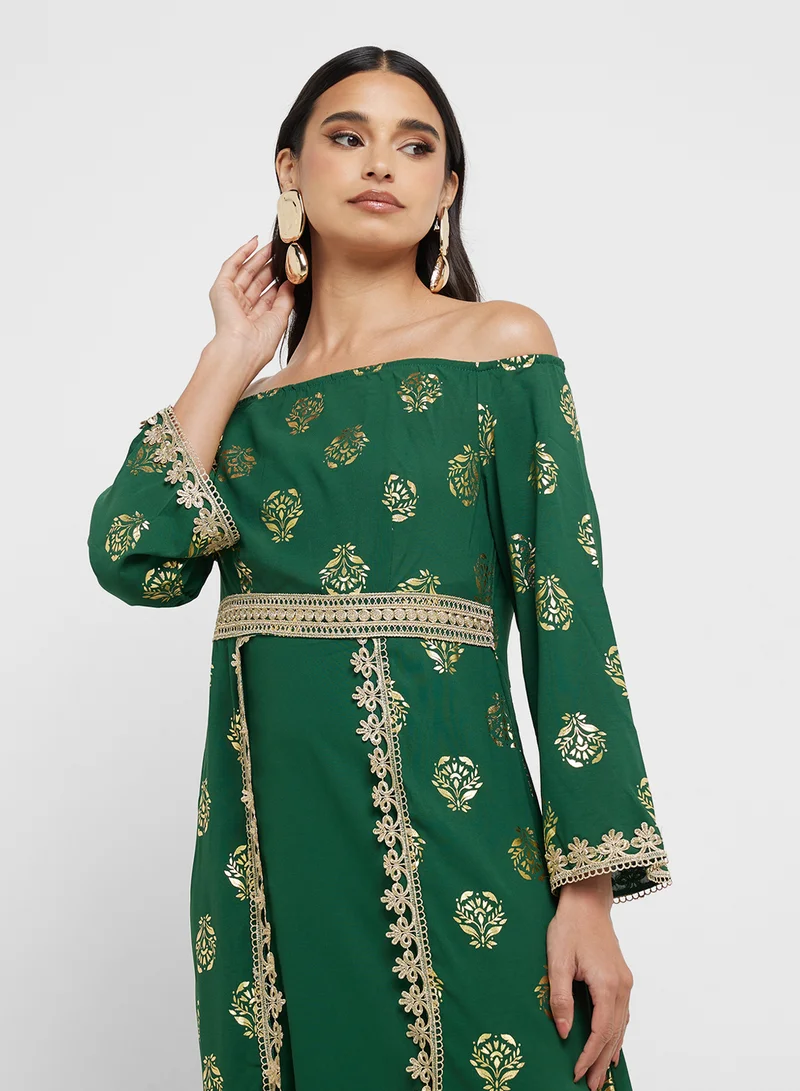 Khizana Floral Off-Shoulder Dress