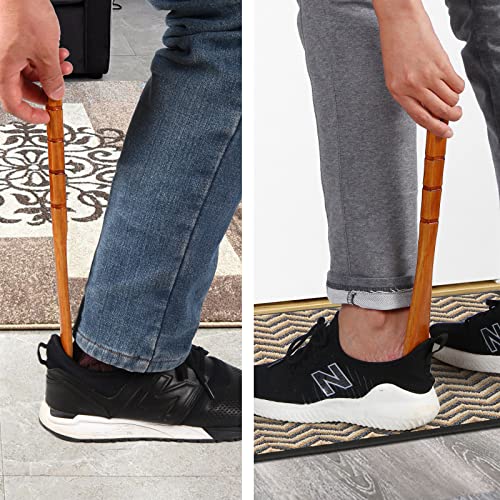 WLMALL Premium Wooden Shoe Horn, 1 PCS Shoehorns Durable, 13" Long Handle Shoe horns, Lazy Shoe Helper Spoons for Seniors, Kids, Pregnancy, Men, Women - Image 2