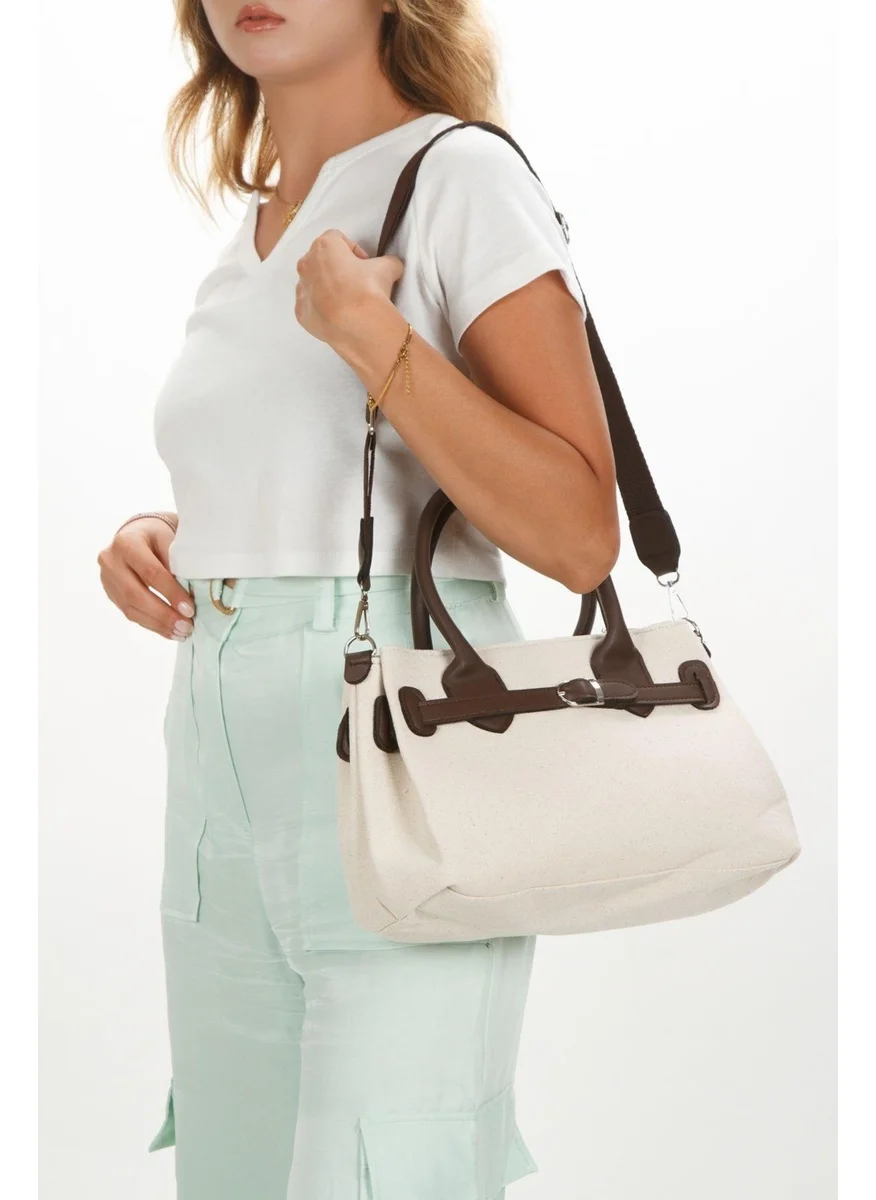 Newish Polo Brown Canvas Women's Shoulder Bag