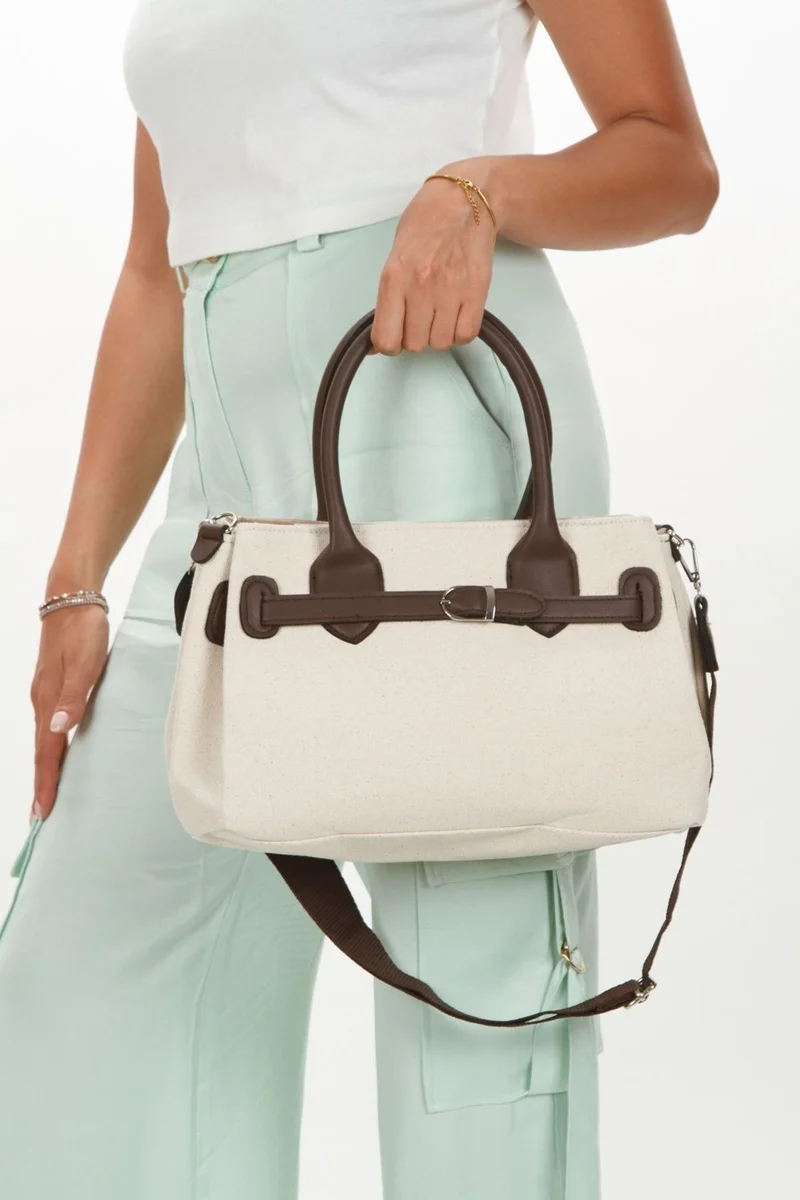 Newish Polo Brown Canvas Women's Shoulder Bag