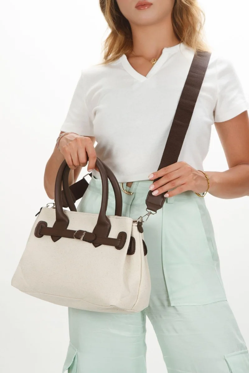 Newish Polo Brown Canvas Women's Shoulder Bag