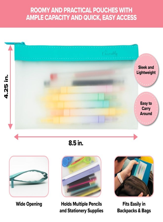 Decorably 4 Pack Transparent Clear Pencil Pouch for Women with Zipper, 8.5x4.25in Multifunctional Pencil Case Pouch for Office, Cosmetics, School and Stationary Supplies - Image 3