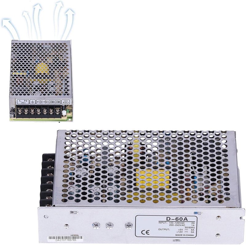 Berm Switching Power Supply 60W Dual Output 5V4A and 12V3A for LED Lighting and Low Voltage Equipment with 115230VAC Input - Image 5