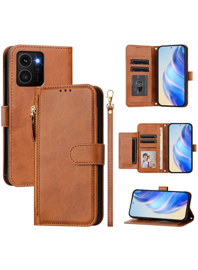 زبون جراب هاتف HMD Skyline متعدد الفتحات للبطاقات مع محفظة جلدية بسحاب - Image 1