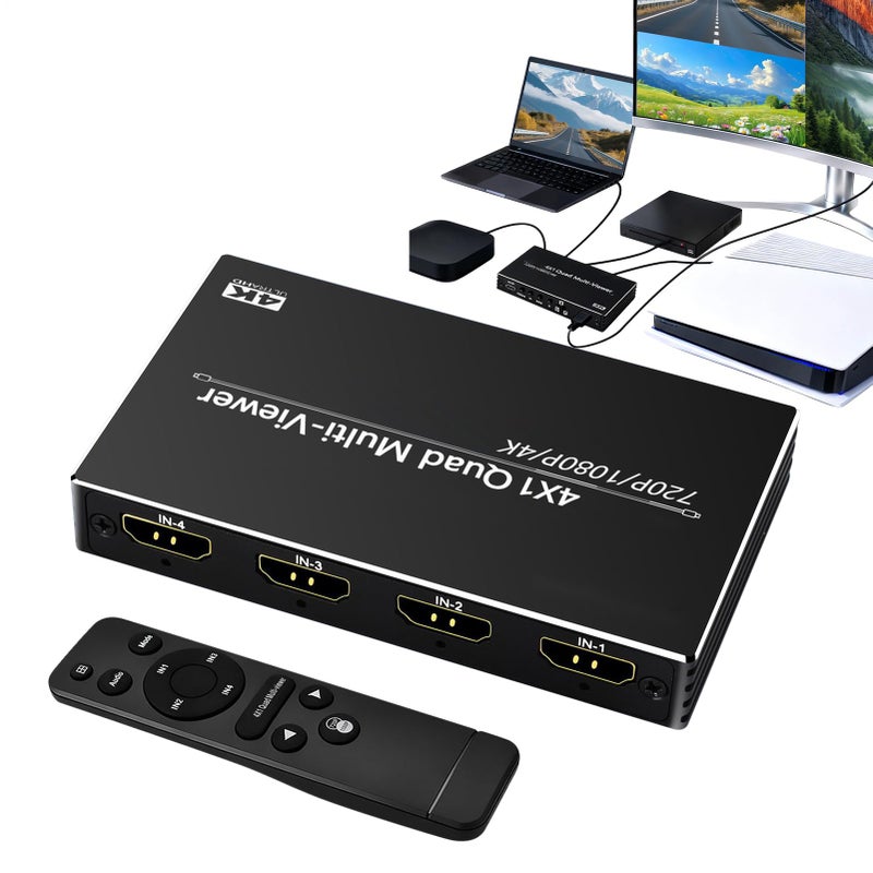 4K مقسم فيديو ومحول 4 مدخلات ومخرج واحد نظام تبديل الشاشة لاستوديو الإنتاج - Image 2