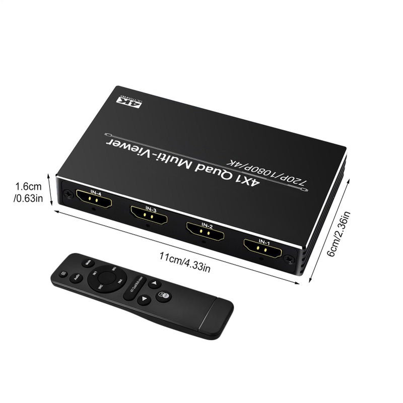 4K مقسم فيديو ومحول 4 مدخلات ومخرج واحد نظام تبديل الشاشة لاستوديو الإنتاج - Image 3