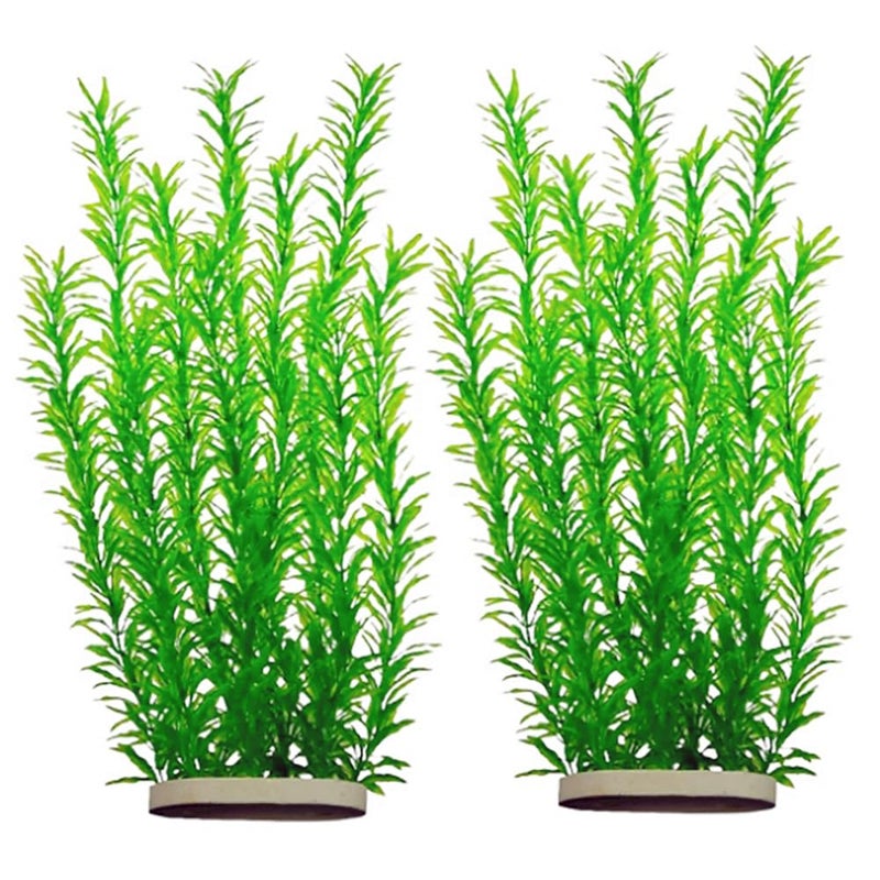 DSkoiph 2 pcs Aquarium Decor Plastic Plants Extra Large 21 Inches Artificial Fish Tank Plants Tall Fish Tank Decorations Artificial Green Water Plants (Green) - Image 1