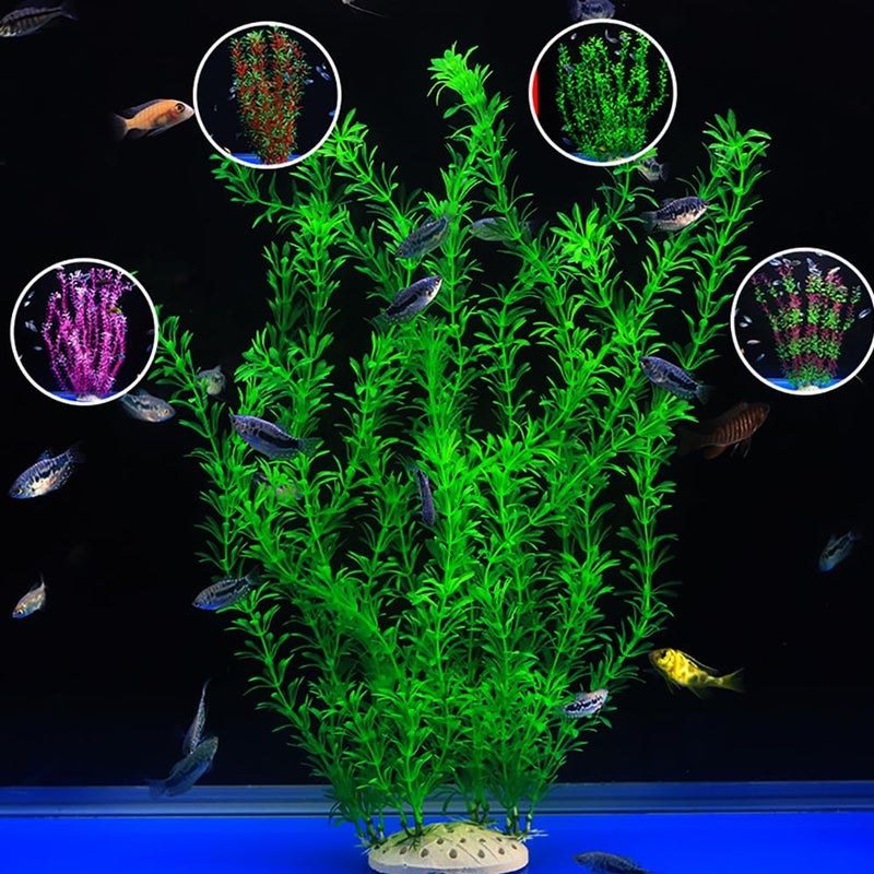 DSkoiph 2 pcs Aquarium Decor Plastic Plants Extra Large 21 Inches Artificial Fish Tank Plants Tall Fish Tank Decorations Artificial Green Water Plants (Green) - Image 5