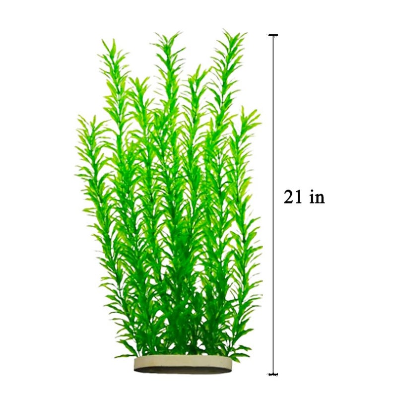 DSkoiph 2 pcs Aquarium Decor Plastic Plants Extra Large 21 Inches Artificial Fish Tank Plants Tall Fish Tank Decorations Artificial Green Water Plants (Green) - Image 2