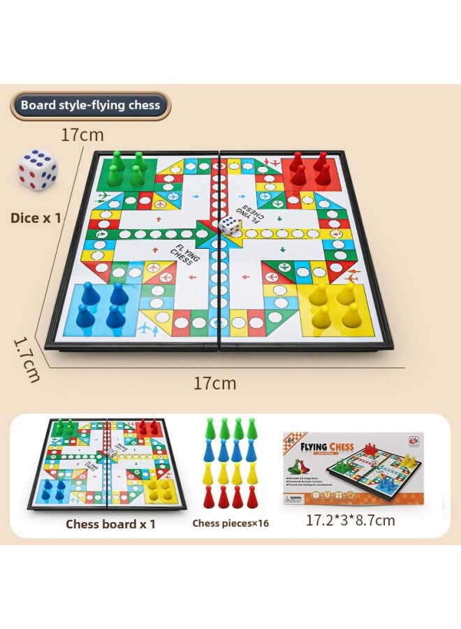 سجادة الشطرنج الطائرة Gobang Checkers الشطرنج الكل في واحد ممتص مغناطيسي قابل للطي ألعاب تعليمية للأطفال - اللون: لوح شطرنج طائر مغناطيسي متوسط ​​-2205-6 - Image 1