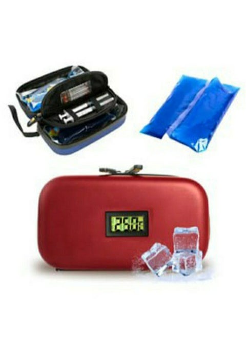 A Bag To Store Insulin And Medications And Protect Them From Damage During Travel And Trips, With A Large Size And A Digital Screen, With Two Cooling Gel Packages