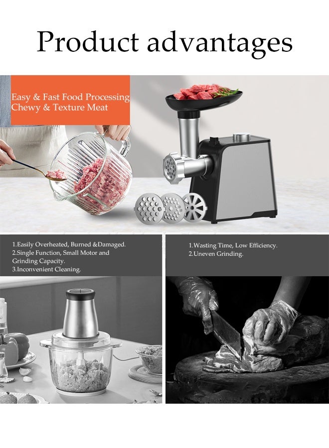 DUNISO Electric Meat Grinder，Multi Functional Meat Sausage Grinder， Household Use，Easy to Clean，for Fast Grinding, Grinding Meat, Fish, Vegetable, Sausage Maker  - Image 4