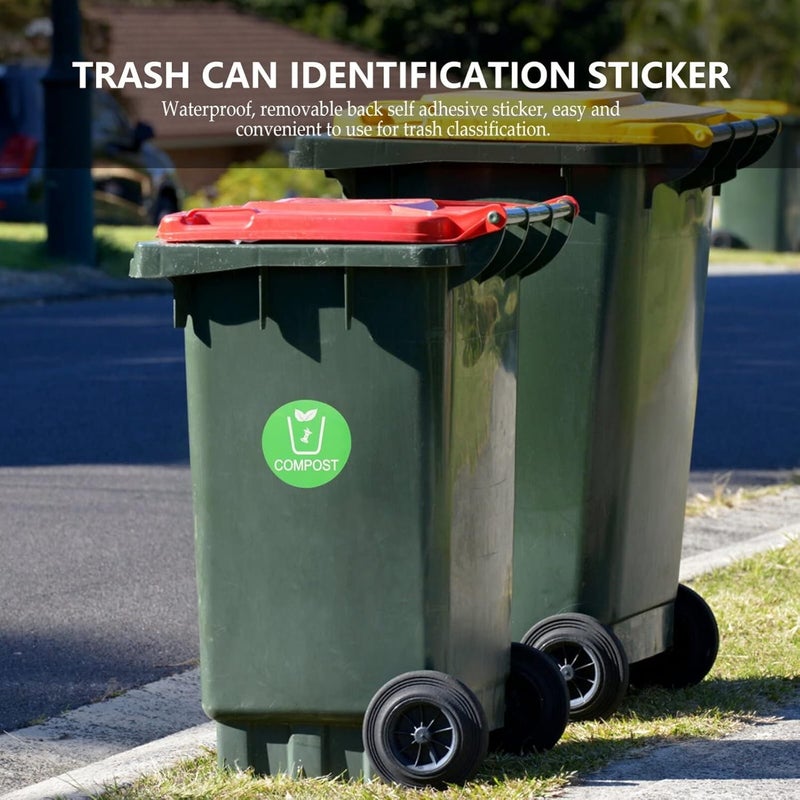 klarako 9pcs Recycle and Trash Stickers Vinyl Recycle Trash Bin Sticker Self- Adhesive Round Logo Sign Decal Labels for Organizing Trash Can 10X10CM - Image 2