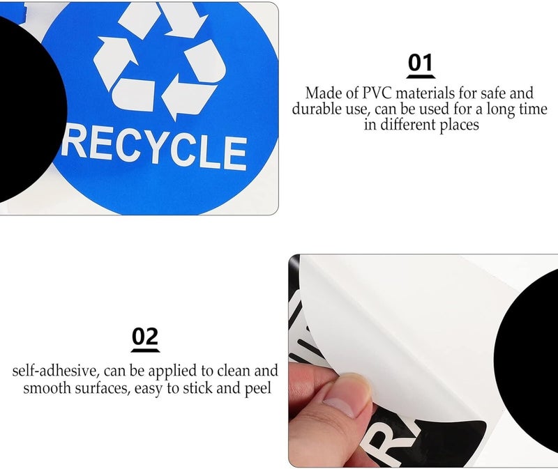 klarako 9pcs Recycle and Trash Stickers Vinyl Recycle Trash Bin Sticker Self- Adhesive Round Logo Sign Decal Labels for Organizing Trash Can 10X10CM - Image 4