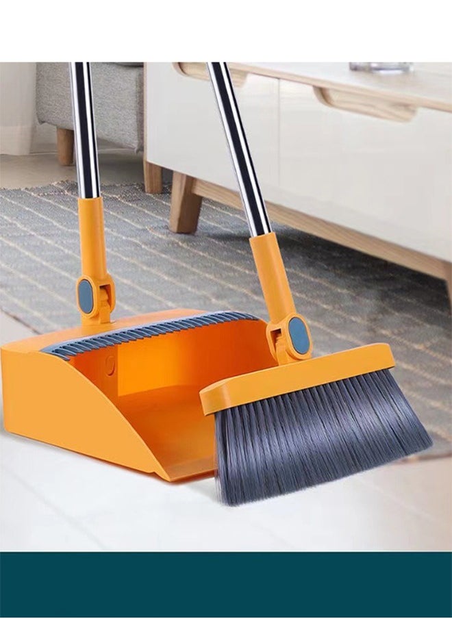 Haidue Masthome Broom and Dustpan Set with  Stainless Steel Handle Upright Lobby Set for Household Kitchen Room Office  - Image 2