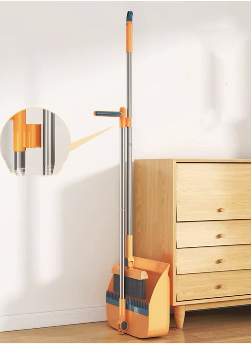Haidue Masthome Broom and Dustpan Set with  Stainless Steel Handle Upright Lobby Set for Household Kitchen Room Office  - Image 1