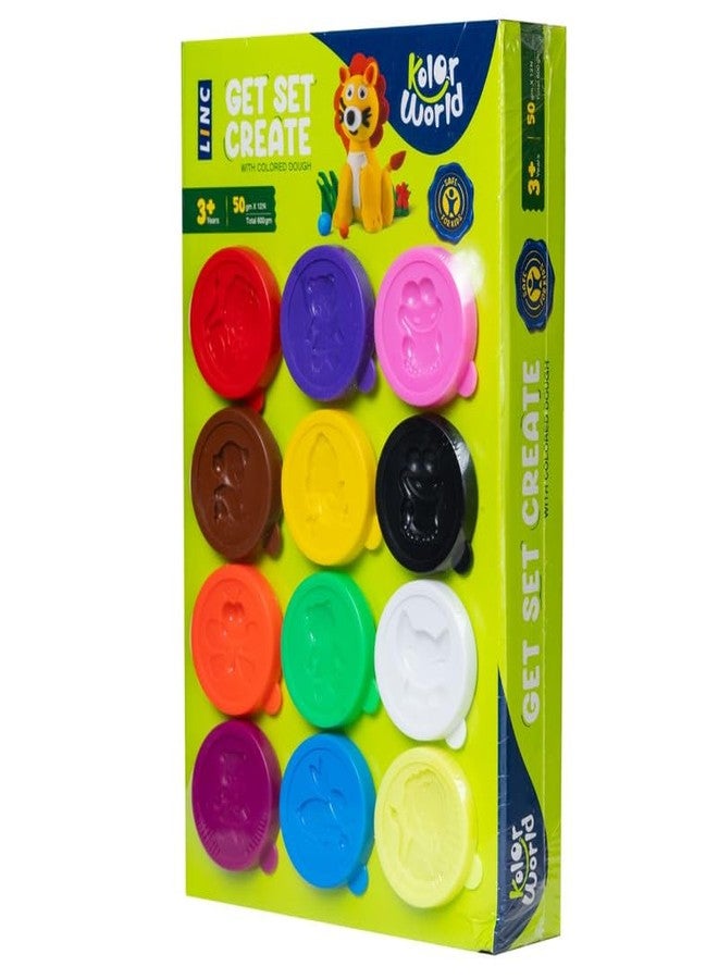 Linc Kolor World Non-Toxic and Child Safe Dough -Multicolor Clay - 12 Shades Moulding Pack of 50 gm, Set of 1 - Image 2