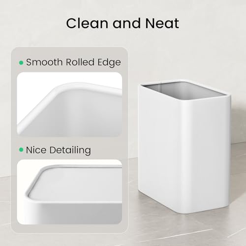 Cesun Small Bathroom Trash Can 2.1 Gallon Wastebasket, Modern Metal Garbage Can Office Waste Basket, White Stainless Steel Trash Bin for Bedroom, Home Office, Toilet, rv, Near Desk, Under Sink. - Image 5