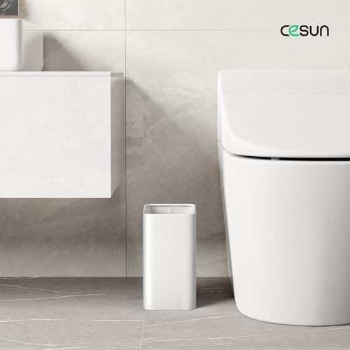 Cesun Small Bathroom Trash Can 2.1 Gallon Wastebasket, Modern Metal Garbage Can Office Waste Basket, White Stainless Steel Trash Bin for Bedroom, Home Office, Toilet, rv, Near Desk, Under Sink. - Image 2