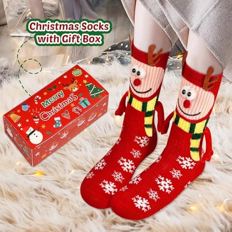 إسكدنيا جوارب الكريسماس للنساء والرجال من اتسكولوفي، جوارب مغناطيسية تحمل باليد، جوارب مرحة للكريسماس (عبوة من 4 قطع) - Image 5